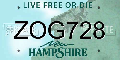 ZOG728 New Hampshire License Plate