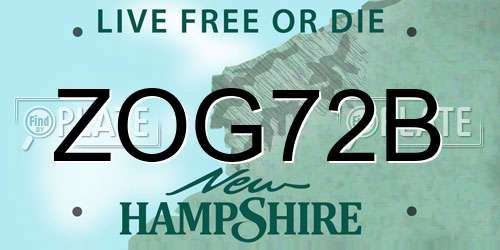 ZOG72B New Hampshire License Plate