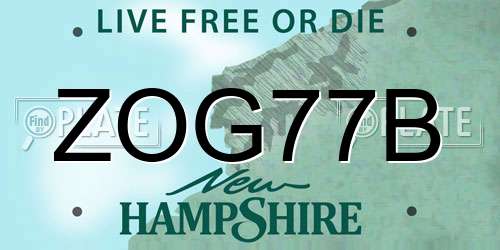 ZOG77B New Hampshire License Plate