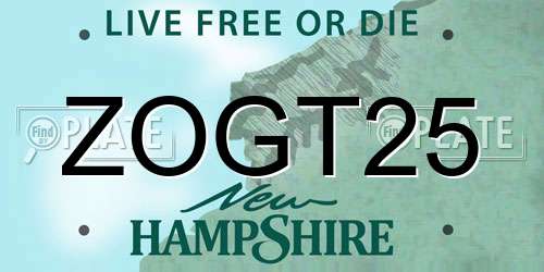 ZOGT25 New Hampshire License Plate
