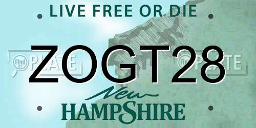 ZOGT28 New Hampshire License Plate