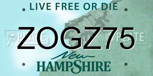 ZOGZ75 New Hampshire License Plate