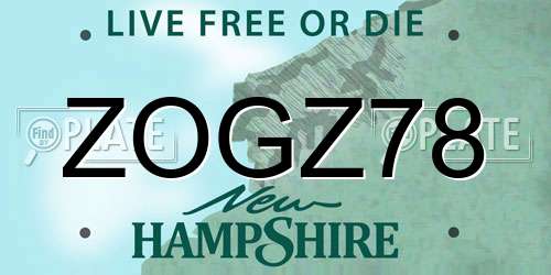 ZOGZ78 New Hampshire License Plate