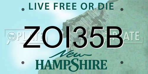 ZOI35B New Hampshire License Plate
