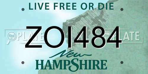 ZOI484 New Hampshire License Plate