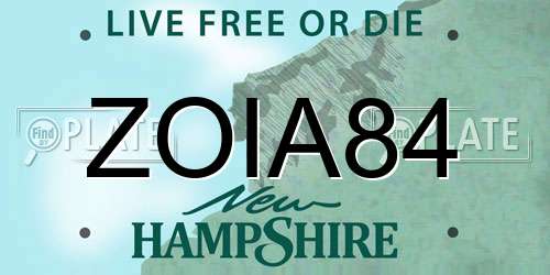 ZOIA84 New Hampshire License Plate