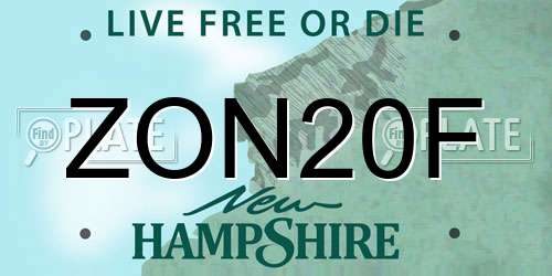 ZON20F New Hampshire License Plate