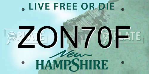 ZON70F New Hampshire License Plate