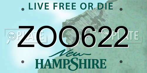 ZOO622 New Hampshire License Plate