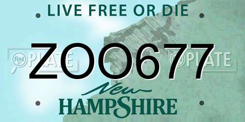 ZOO677 New Hampshire License Plate