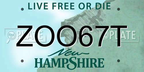 ZOO67T New Hampshire License Plate
