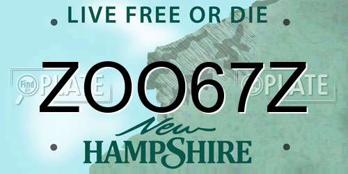 ZOO67Z New Hampshire License Plate