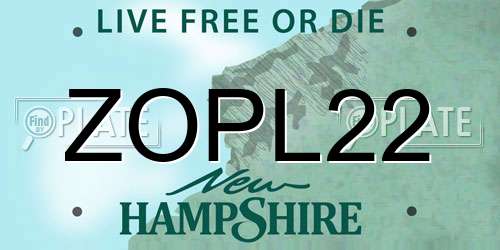 ZOPL22 New Hampshire License Plate