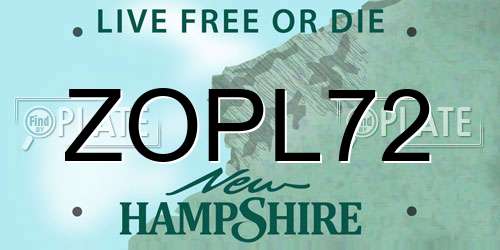 ZOPL72 New Hampshire License Plate