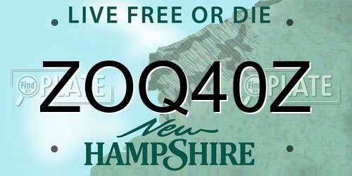 ZOQ40Z New Hampshire License Plate