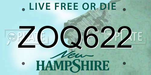 ZOQ622 New Hampshire License Plate