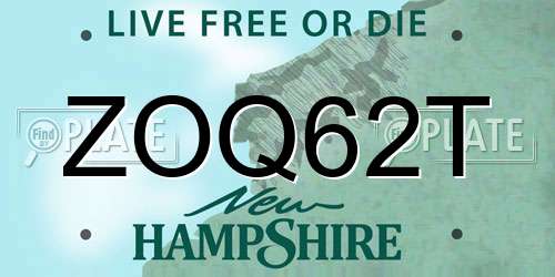 ZOQ62T New Hampshire License Plate