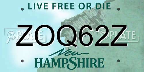 ZOQ62Z New Hampshire License Plate