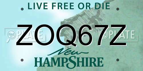 ZOQ67Z New Hampshire License Plate