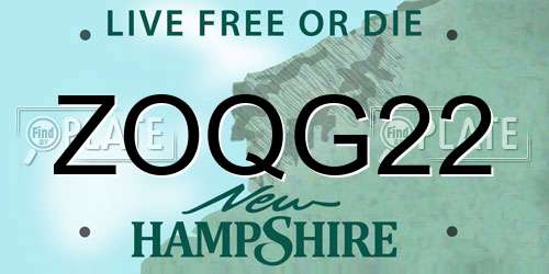 ZOQG22 New Hampshire License Plate