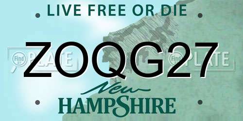 ZOQG27 New Hampshire License Plate