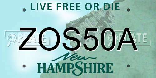 ZOS50A New Hampshire License Plate