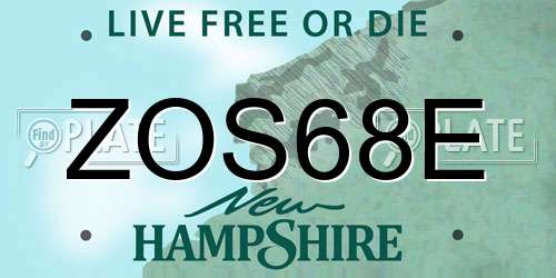 ZOS68E New Hampshire License Plate