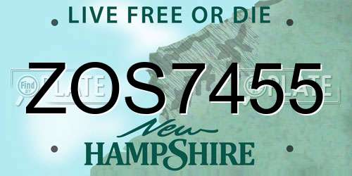 ZOS7455 New Hampshire License Plate