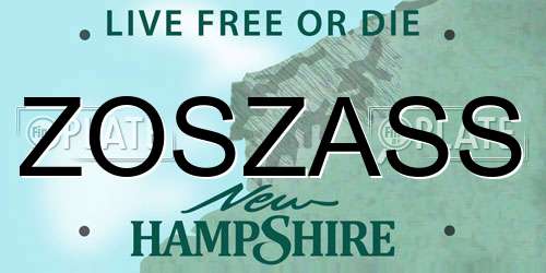 ZOSZASS New Hampshire License Plate