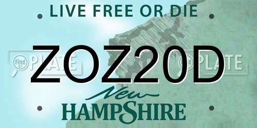 ZOZ20D New Hampshire License Plate