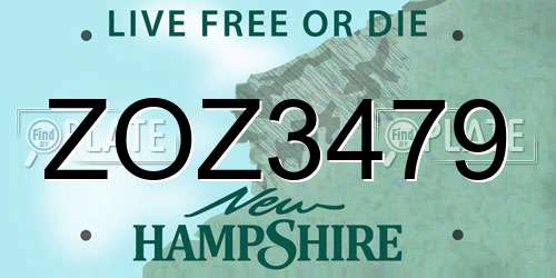 ZOZ3479 New Hampshire License Plate