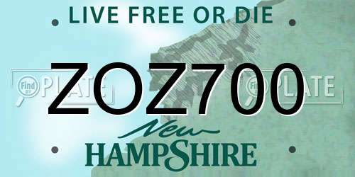 ZOZ700 New Hampshire License Plate