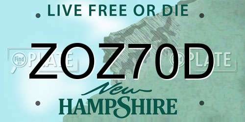 ZOZ70D New Hampshire License Plate