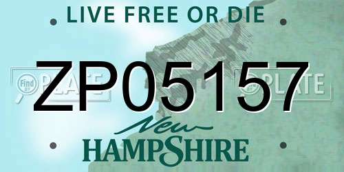 ZP05157 New Hampshire License Plate