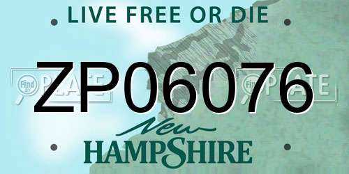 ZP06076 New Hampshire License Plate