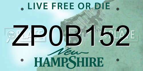 ZP0B152 New Hampshire License Plate