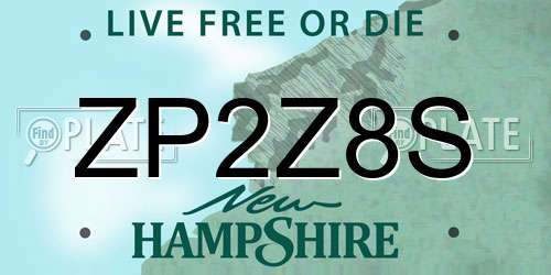ZP2Z8S New Hampshire License Plate