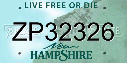 ZP32326 New Hampshire License Plate