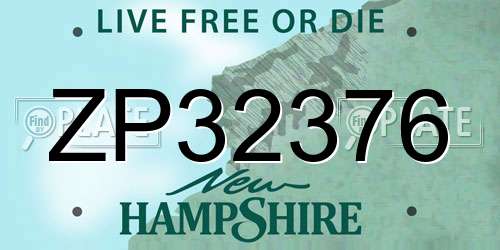 ZP32376 New Hampshire License Plate