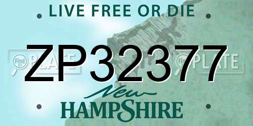 ZP32377 New Hampshire License Plate