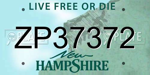 ZP37372 New Hampshire License Plate