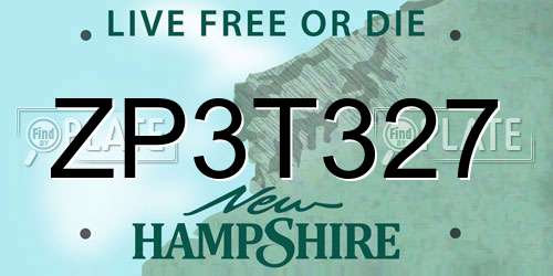 ZP3T327 New Hampshire License Plate