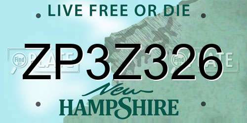 ZP3Z326 New Hampshire License Plate
