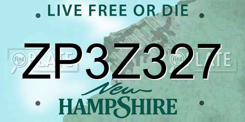ZP3Z327 New Hampshire License Plate