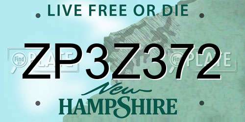 ZP3Z372 New Hampshire License Plate