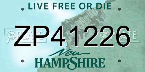ZP41226 New Hampshire License Plate