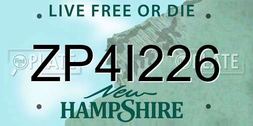 ZP4I226 New Hampshire License Plate