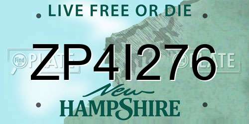 ZP4I276 New Hampshire License Plate
