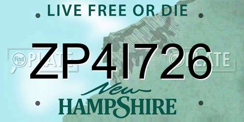 ZP4I726 New Hampshire License Plate