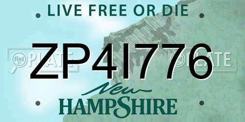 ZP4I776 New Hampshire License Plate